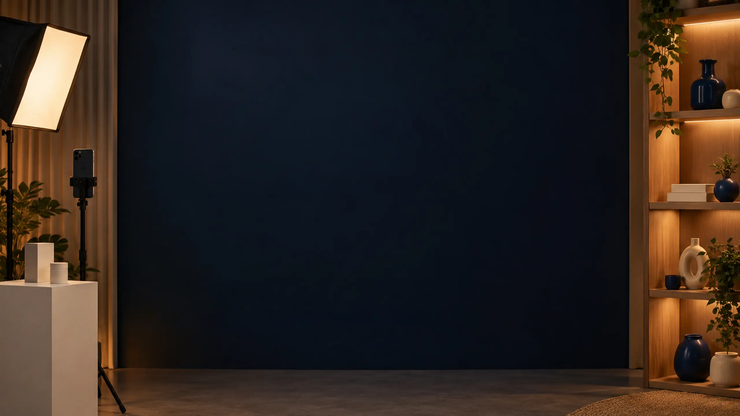 Dark studio background for cross-border live streaming